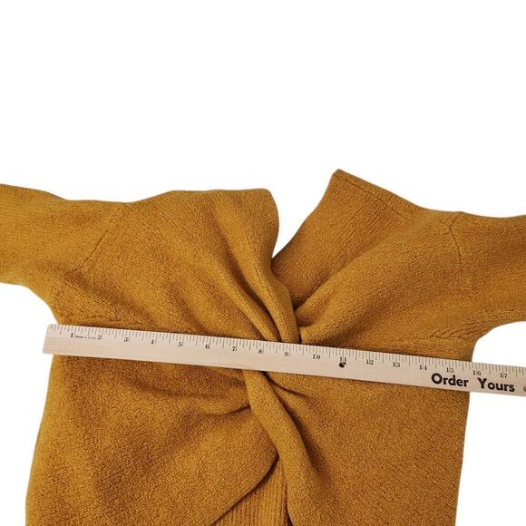 Amour Vert Sweater Large Mustard Yellow Wool Twisted Back Crop *Shrunken* - Picture 7 of 8